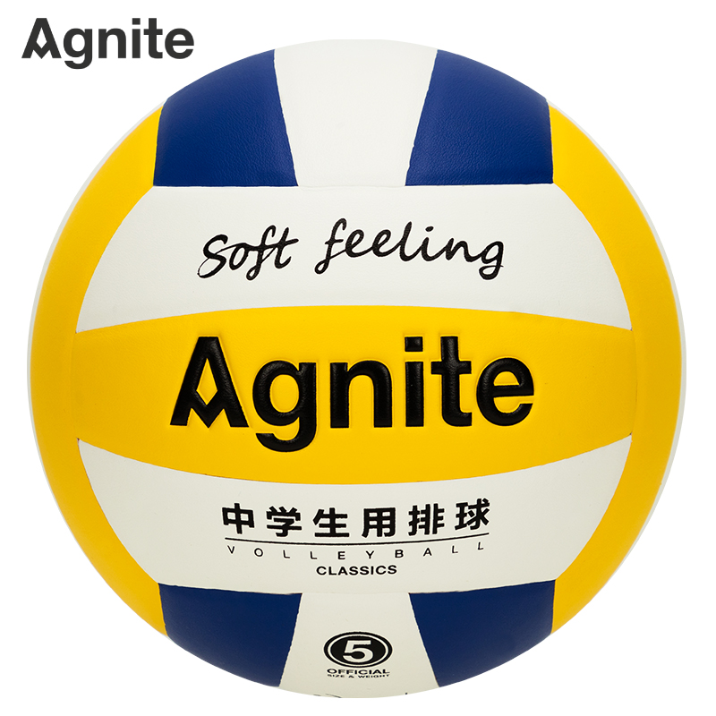 安格耐特（Agnite） F1256 _5号中学生用PU排球(白色+黄色+蓝色)(个)