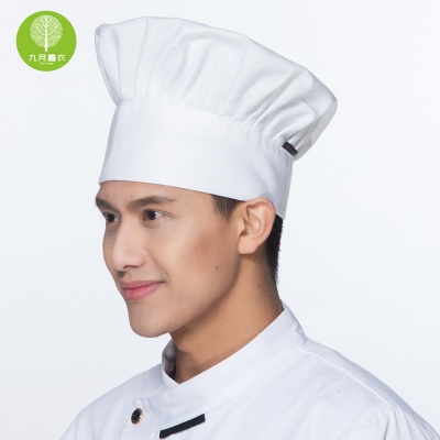 厨师帽厨房工作帽百褶白色厨师帽抹布帽子